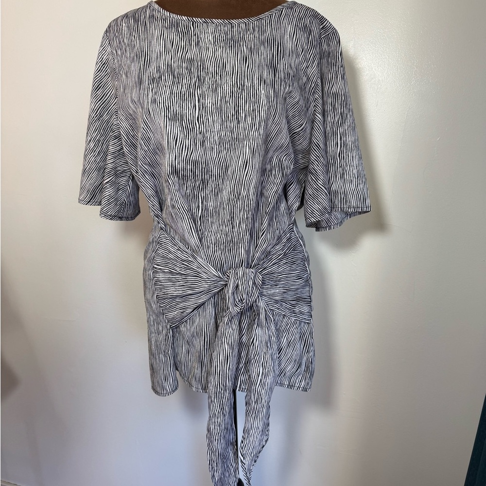 Mittoshop Black and White Striped Blouse